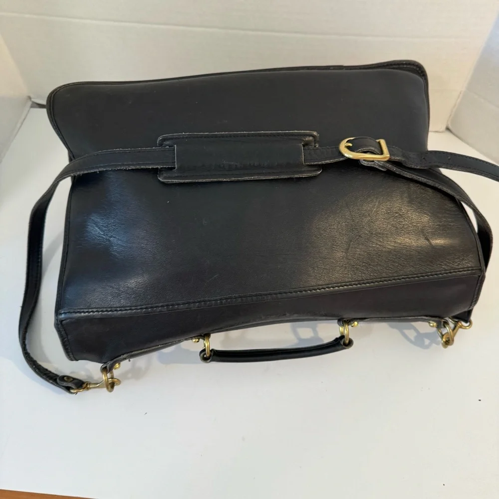 Classic Black Leather Laptop Satchel - Women's Laptop Bag